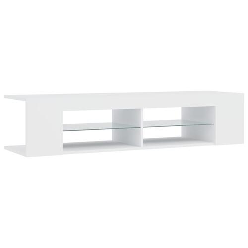 Tv-skab med LED-lys 135x39x30 cm hvid