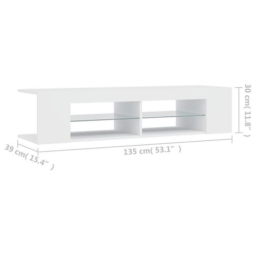 Tv-skab med LED-lys 135x39x30 cm hvid