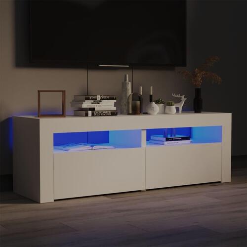 Tv-skab med LED-lys 120x35x40 cm hvid