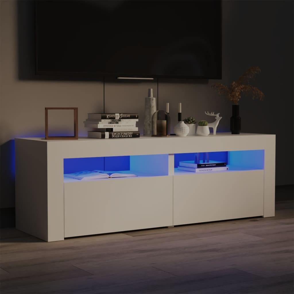 Tv-skab med LED-lys 120x35x40 cm hvid