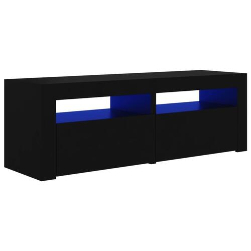 Tv-bord med LED-lys 120x35x40 cm sort