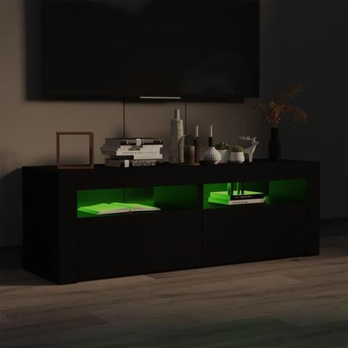 Tv-bord med LED-lys 120x35x40 cm sort