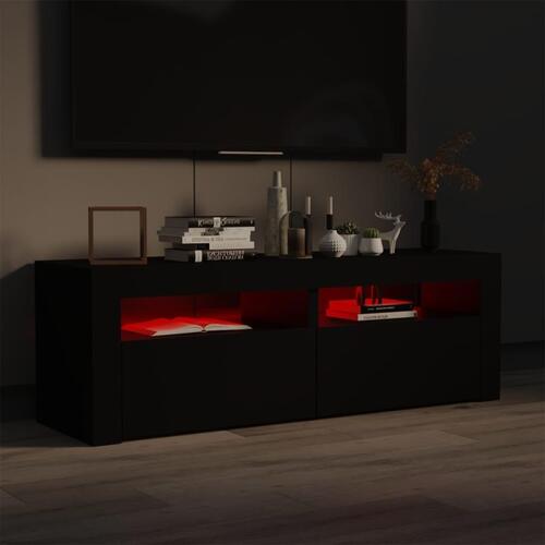 Tv-bord med LED-lys 120x35x40 cm sort