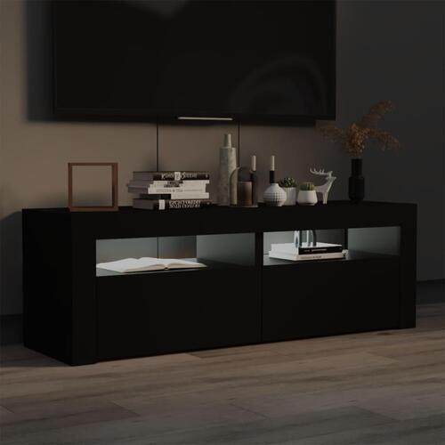 Tv-bord med LED-lys 120x35x40 cm sort