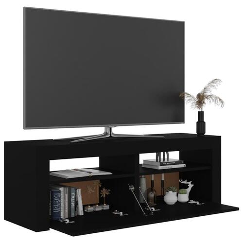 Tv-bord med LED-lys 120x35x40 cm sort