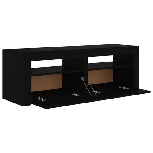 Tv-bord med LED-lys 120x35x40 cm sort