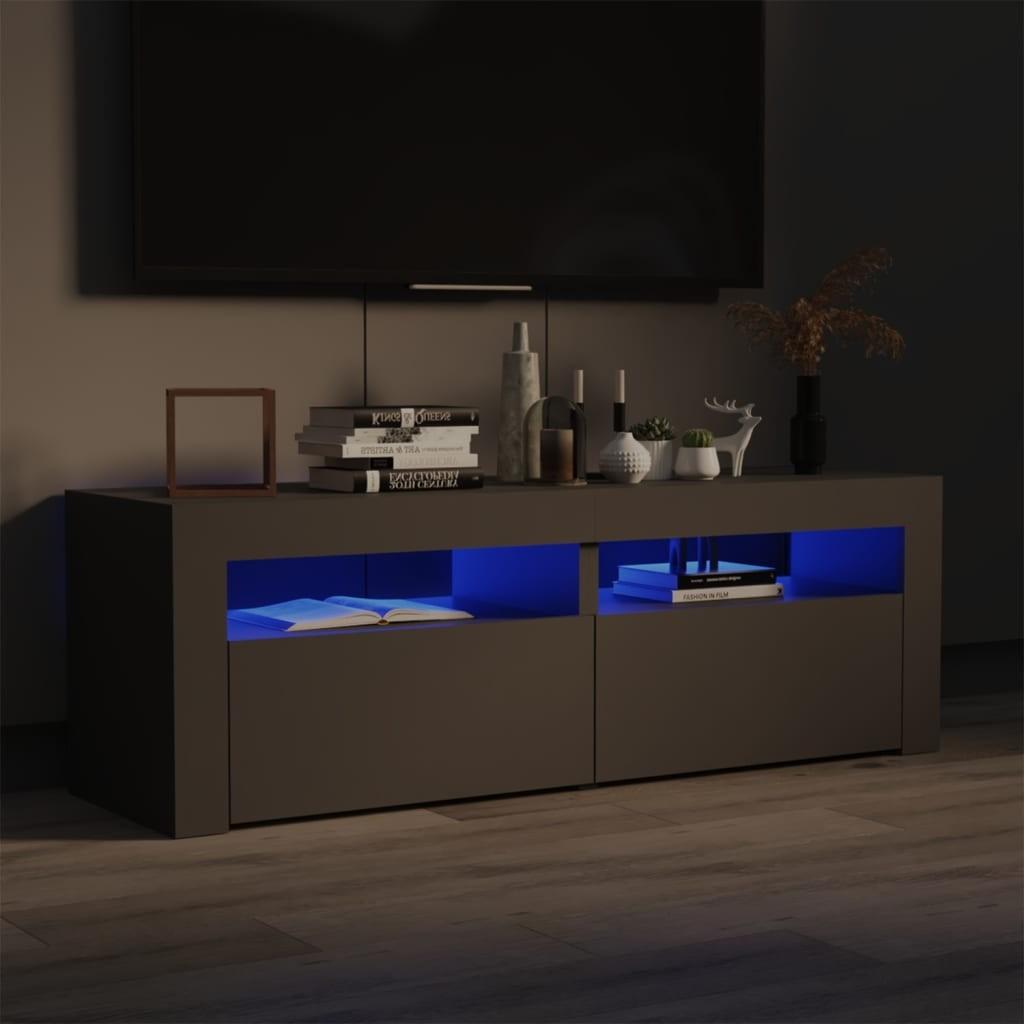 Tv-bord med LED-lys 120x35x40 cm grå