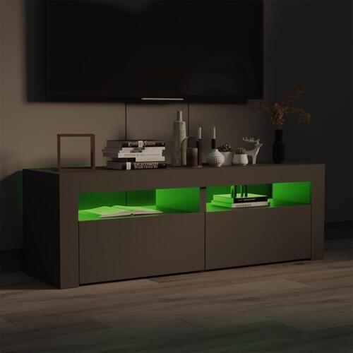 Tv-bord med LED-lys 120x35x40 cm grå