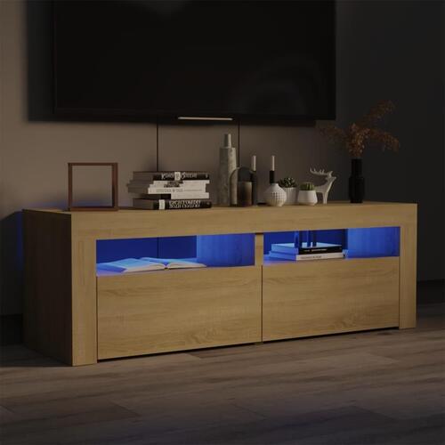 Tv-bord med LED-lys 120x35x40 cm sonoma-eg