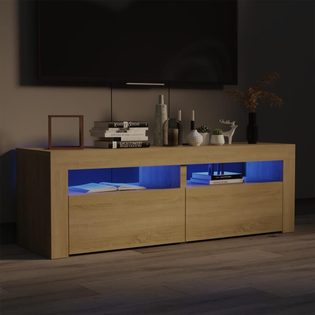 Tv-bord med LED-lys 120x35x40 cm sonoma-eg