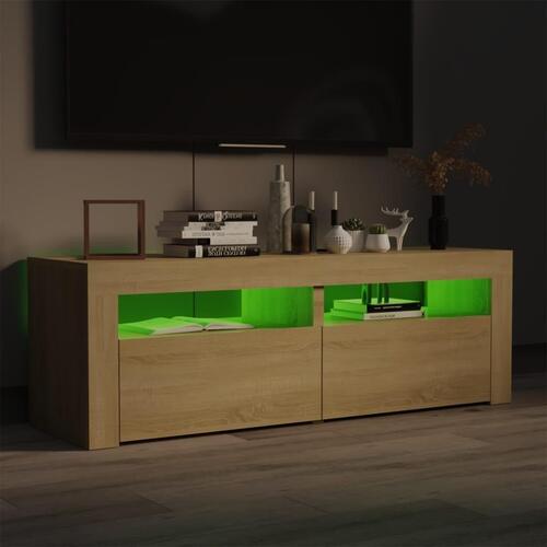 Tv-bord med LED-lys 120x35x40 cm sonoma-eg
