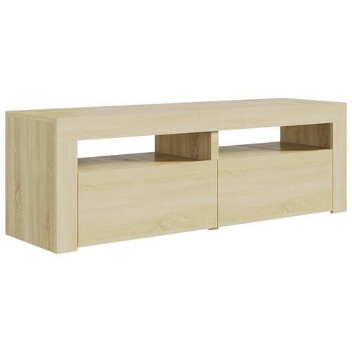 Tv-bord med LED-lys 120x35x40 cm sonoma-eg