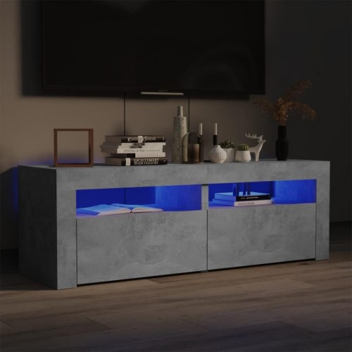 TV-bord med LED-lys - betongrå, 120 x 35 x 40 cm
