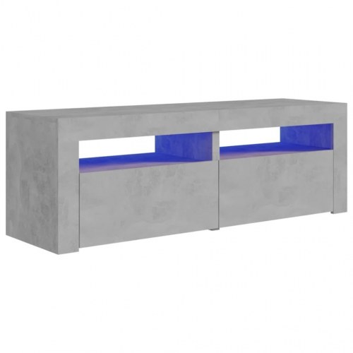 TV-bord med LED-lys - betongrå, 120 x 35 x 40 cm
