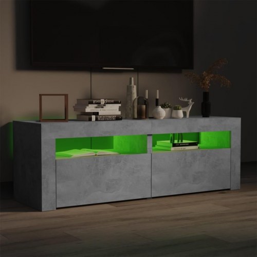 TV-bord med LED-lys - betongrå, 120 x 35 x 40 cm