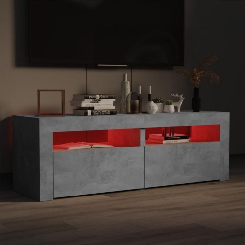 TV-bord med LED-lys - betongrå, 120 x 35 x 40 cm