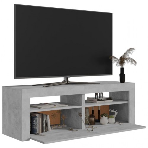 TV-bord med LED-lys - betongrå, 120 x 35 x 40 cm
