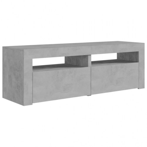 TV-bord med LED-lys - betongrå, 120 x 35 x 40 cm