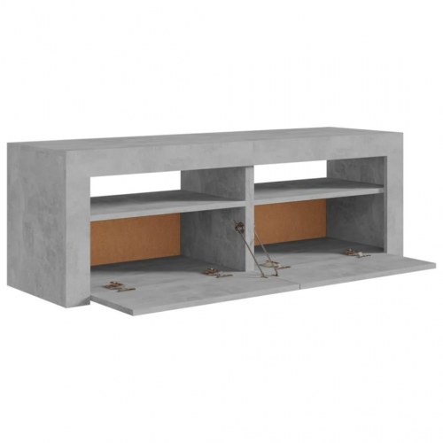 TV-bord med LED-lys - betongrå, 120 x 35 x 40 cm
