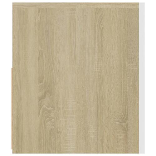 Tv-bord med LED-lys 120x35x40 cm hvid og sonoma-eg