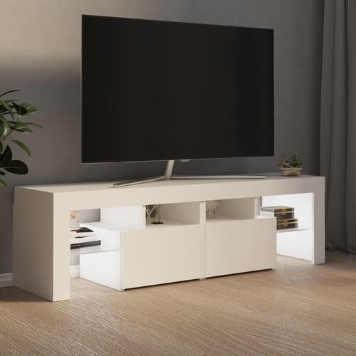 Tv-bord med LED-lys 140x36,5x40 cm hvid