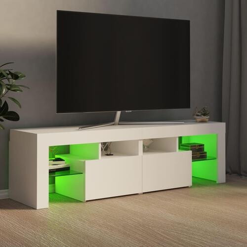 Tv-bord med LED-lys 140x36,5x40 cm hvid
