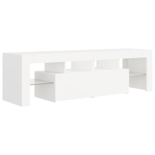 Tv-bord med LED-lys 140x36,5x40 cm hvid