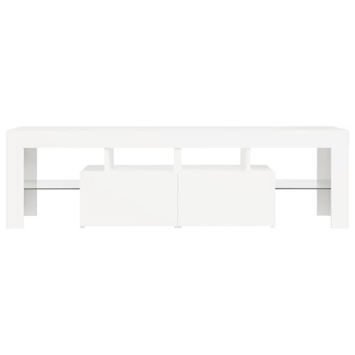 Tv-bord med LED-lys 140x36,5x40 cm hvid