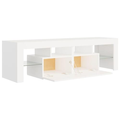 Tv-bord med LED-lys 140x36,5x40 cm hvid