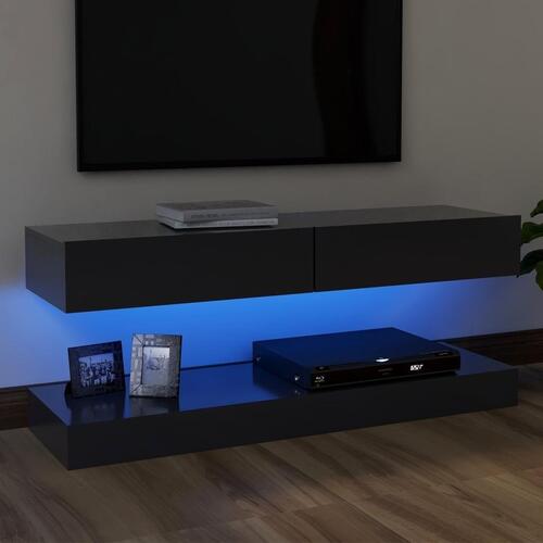 Tv-skab med LED-lys 120x35 cm grå