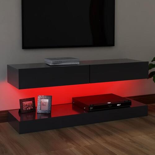 Tv-skab med LED-lys 120x35 cm grå