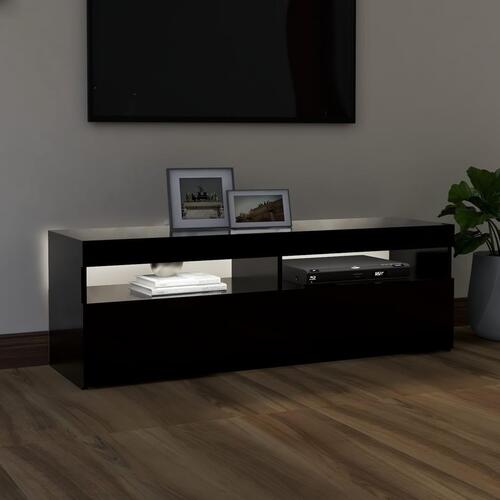 Tv-bord med LED-lys 120x35x40 cm sort