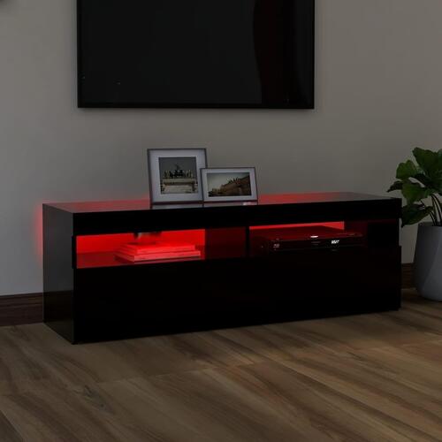 Tv-bord med LED-lys 120x35x40 cm sort