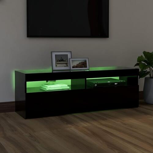 Tv-bord med LED-lys 120x35x40 cm sort