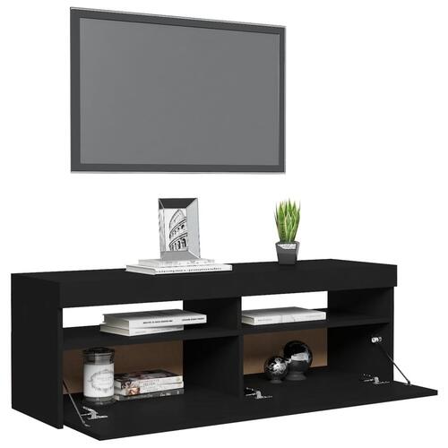 Tv-bord med LED-lys 120x35x40 cm sort