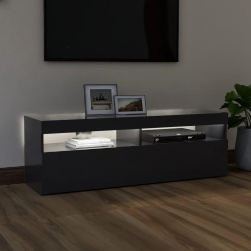 Tv-bord med LED-lys 120x35x40 cm grå