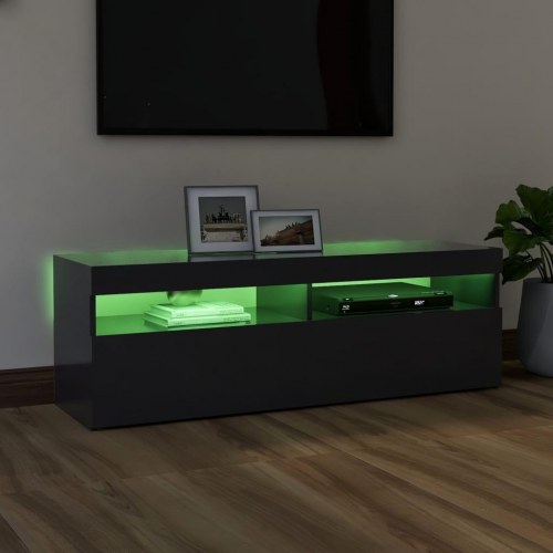 Tv-bord med LED-lys 120x35x40 cm grå