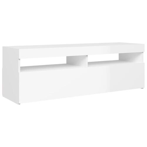 Tv-skab med LED-lys 120x35x40 cm hvid højglans