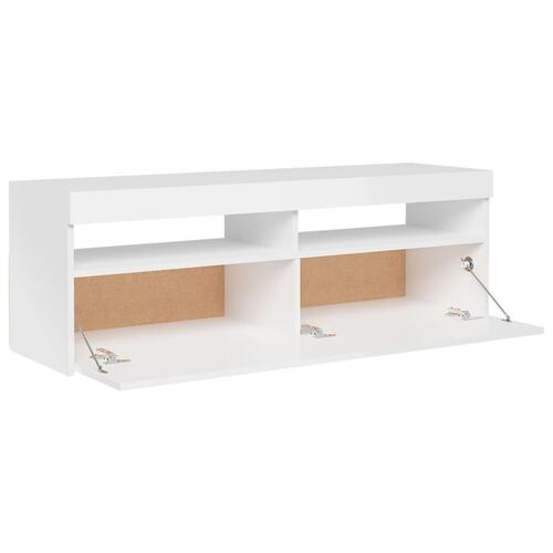 Tv-skab med LED-lys 120x35x40 cm hvid højglans