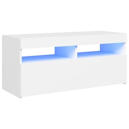 Tv-skab med LED-lys 90x35x40 cm hvid