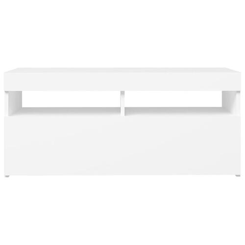 Tv-skab med LED-lys 90x35x40 cm hvid