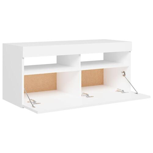 Tv-skab med LED-lys 90x35x40 cm hvid