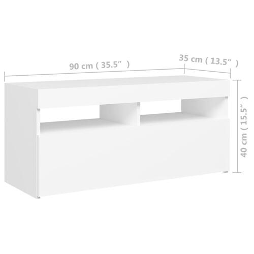 Tv-skab med LED-lys 90x35x40 cm hvid