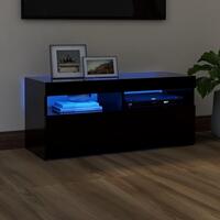 Tv-bord med LED-lys 90x35x40 cm sort