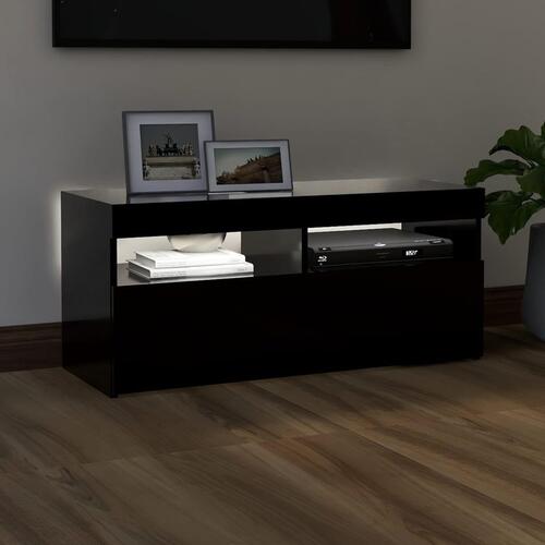 Tv-bord med LED-lys 90x35x40 cm sort