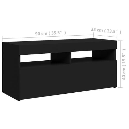 Tv-bord med LED-lys 90x35x40 cm sort