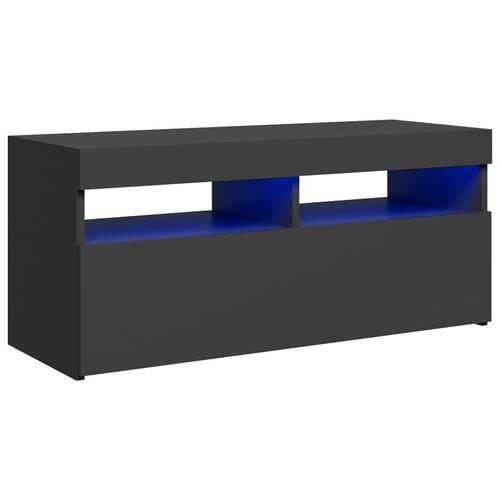 Tv-bord med LED-lys 90x35x40 cm grå
