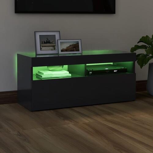 Tv-bord med LED-lys 90x35x40 cm grå