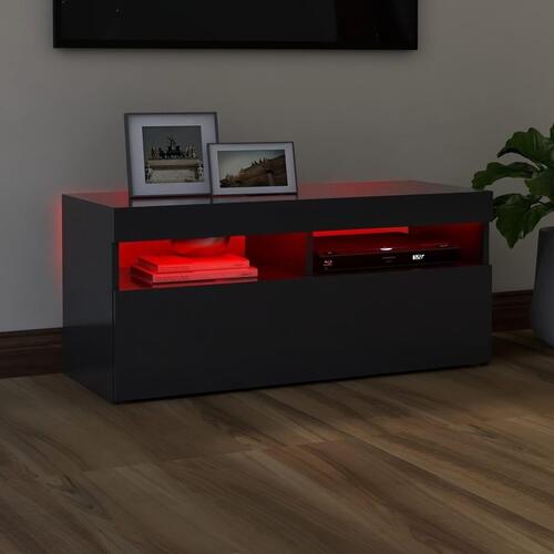 Tv-bord med LED-lys 90x35x40 cm grå
