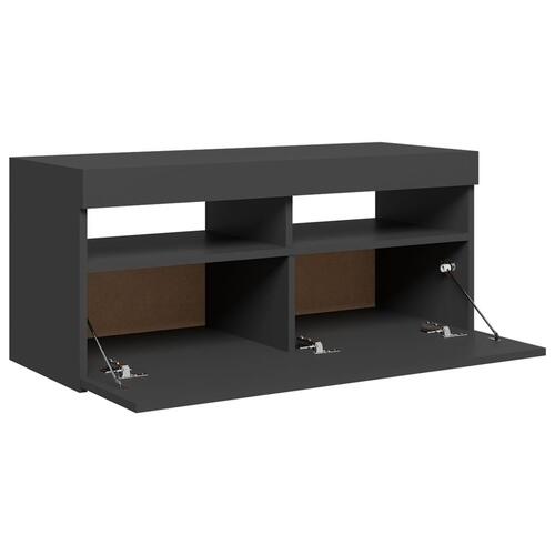 Tv-bord med LED-lys 90x35x40 cm grå